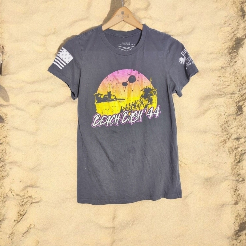 Gray Beach Bash '44 Grunt Style D-Day T-Shirt Sz XL